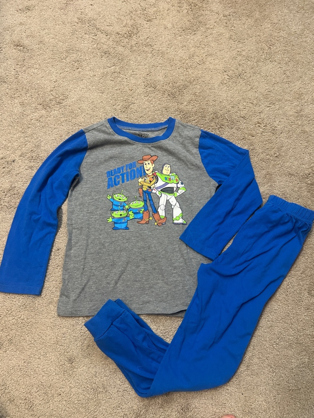 Toy Story Boys Blue and Gray Long-Sleeve Pajama Set